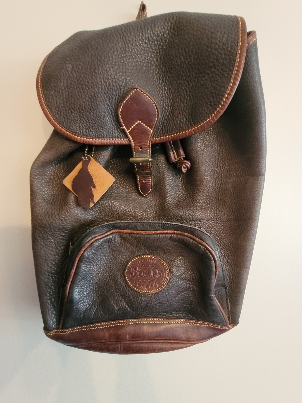 Roots Brown Leather Backpack